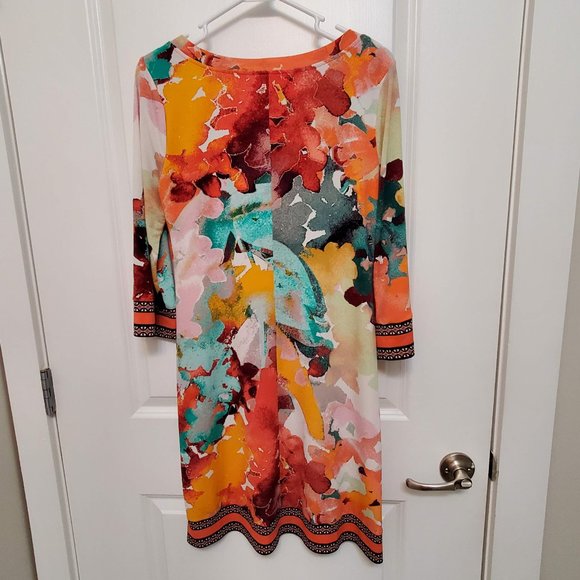 Calvin Klein Tunic Dress, size S, Multi-Colored Colorful Abstract Floral Design - Picture 4 of 7